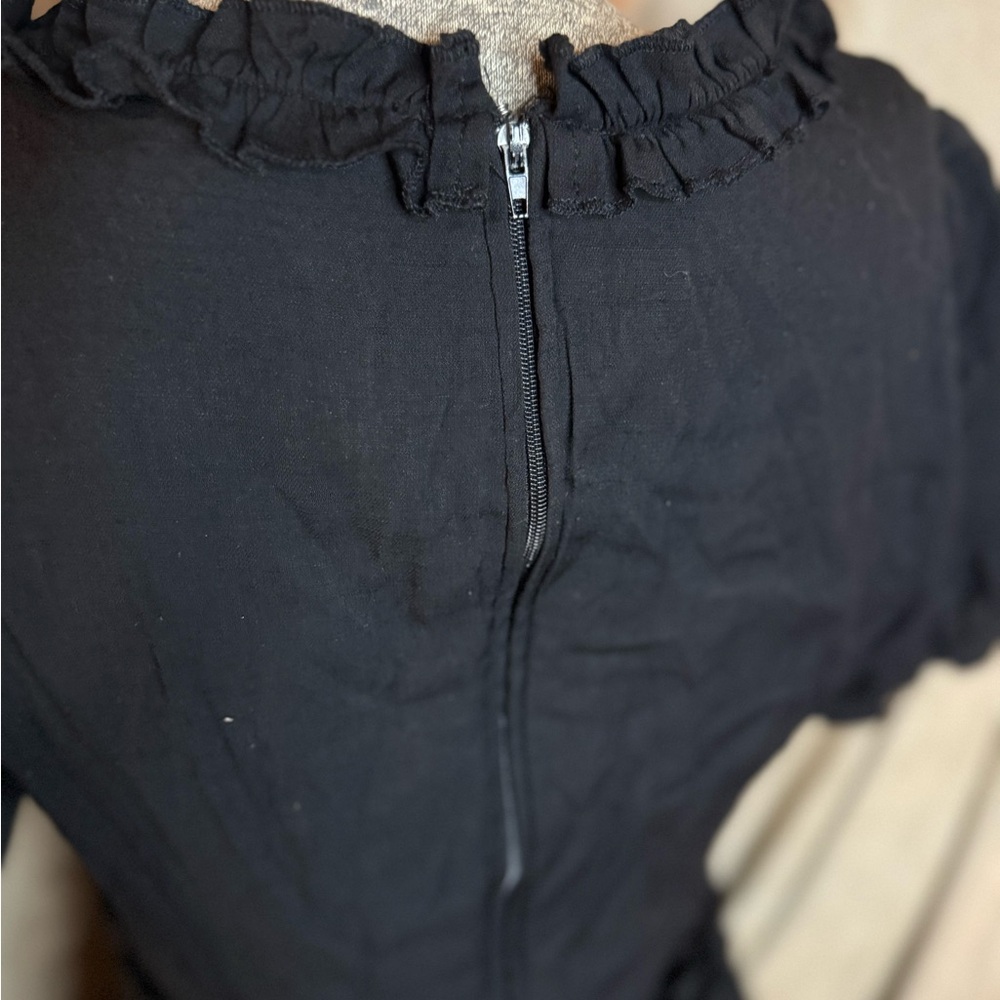 Trixxi Black Mini Dress with Ruffle Accents Size L - Picture 6 of 10